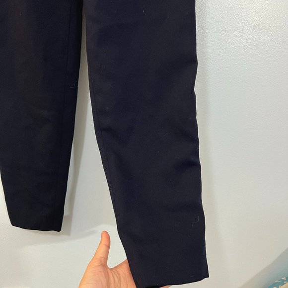 Vintage 90s Petite Navy 100% Wool High Rise Trouser Pant Blue Tapered Japanese 4 - Picture 6 of 7